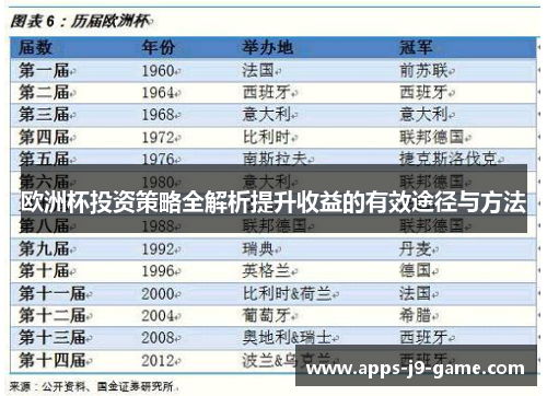 欧洲杯投资策略全解析提升收益的有效途径与方法